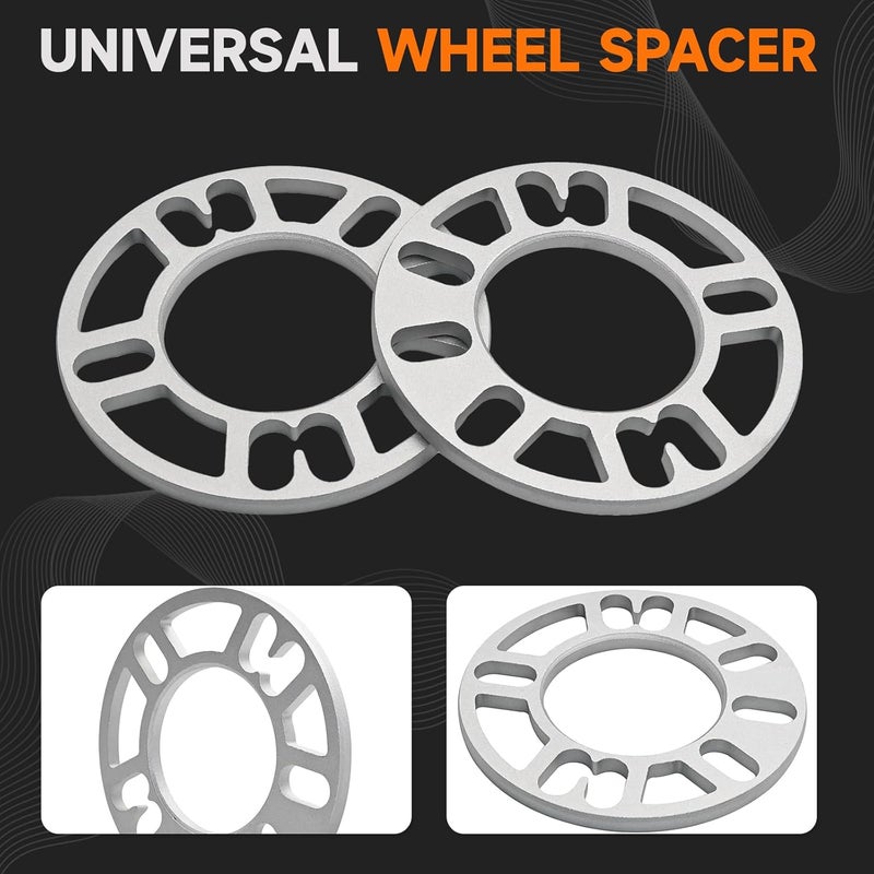 LUJIANI Store 4 Pack Universal Wheel Spacers, 5/16"(8mm) Die Cast Replacement Aluminum Spacer for 4 & 5 Lugs Wheels/Rims, Fits 98 to 120mm Multiple Bolts Pattern, 4x100, 4x108, 4x110, 5x114.3, 5x4.5, 5x120 - Image 4